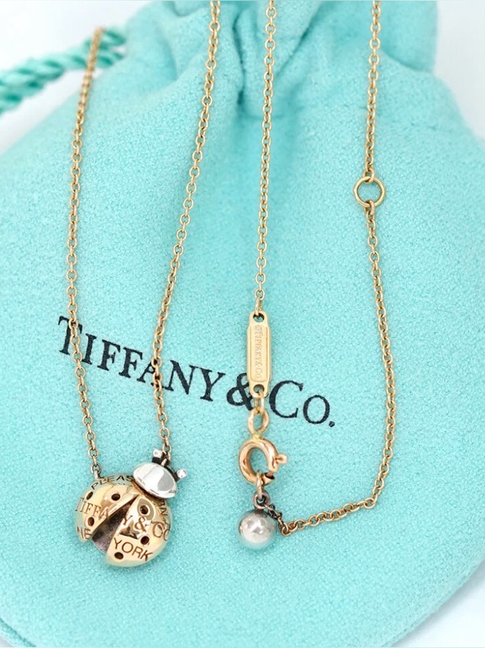 Tiffany & Co. Gold Ladybug Pendant Necklace With Pearl Accent